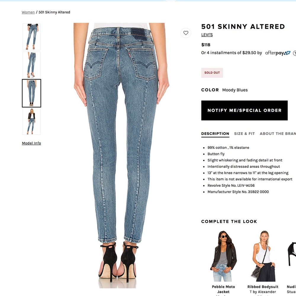 Sold out 501 Levi’s skinny altered high rise - Picture 4 of 7
